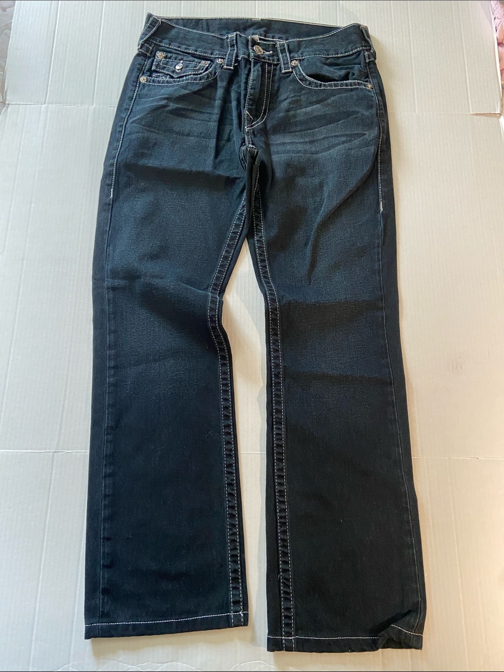 Vintage Dark  wash indigo True Religion straight-leg jeans